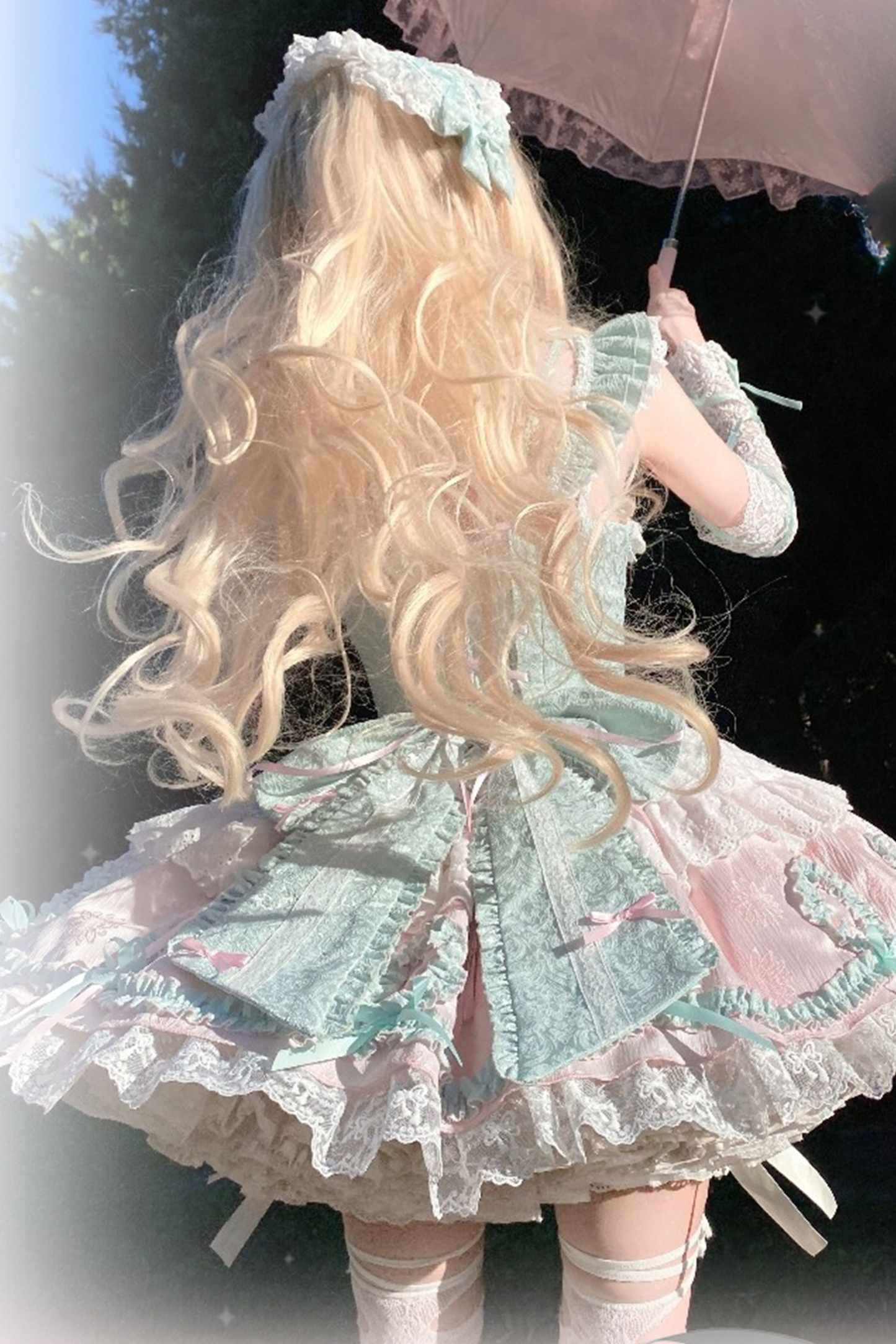Butterfly Princess Lolita Dress + Petticoat + Clip + Frill Sleeve Shirt
