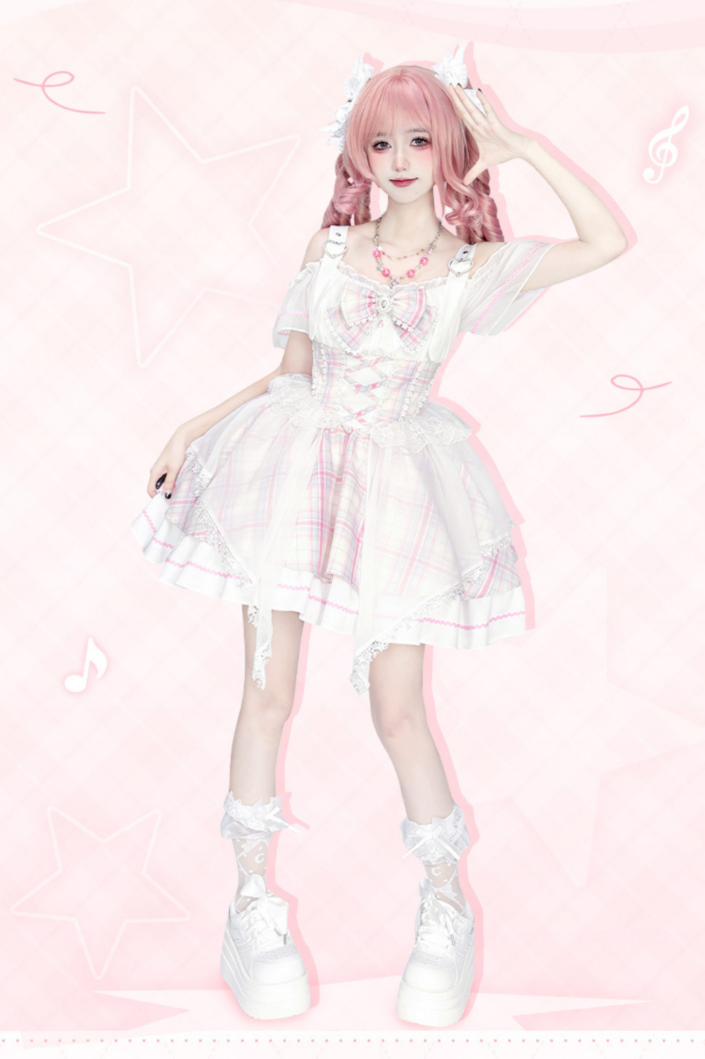 スイートピンキーアイドルレースドレス