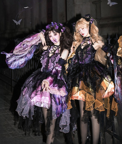 【12月16日予約締切】withered leaf butterfly1.0ゴシックホルターネックバタフライアシメチュールドレス