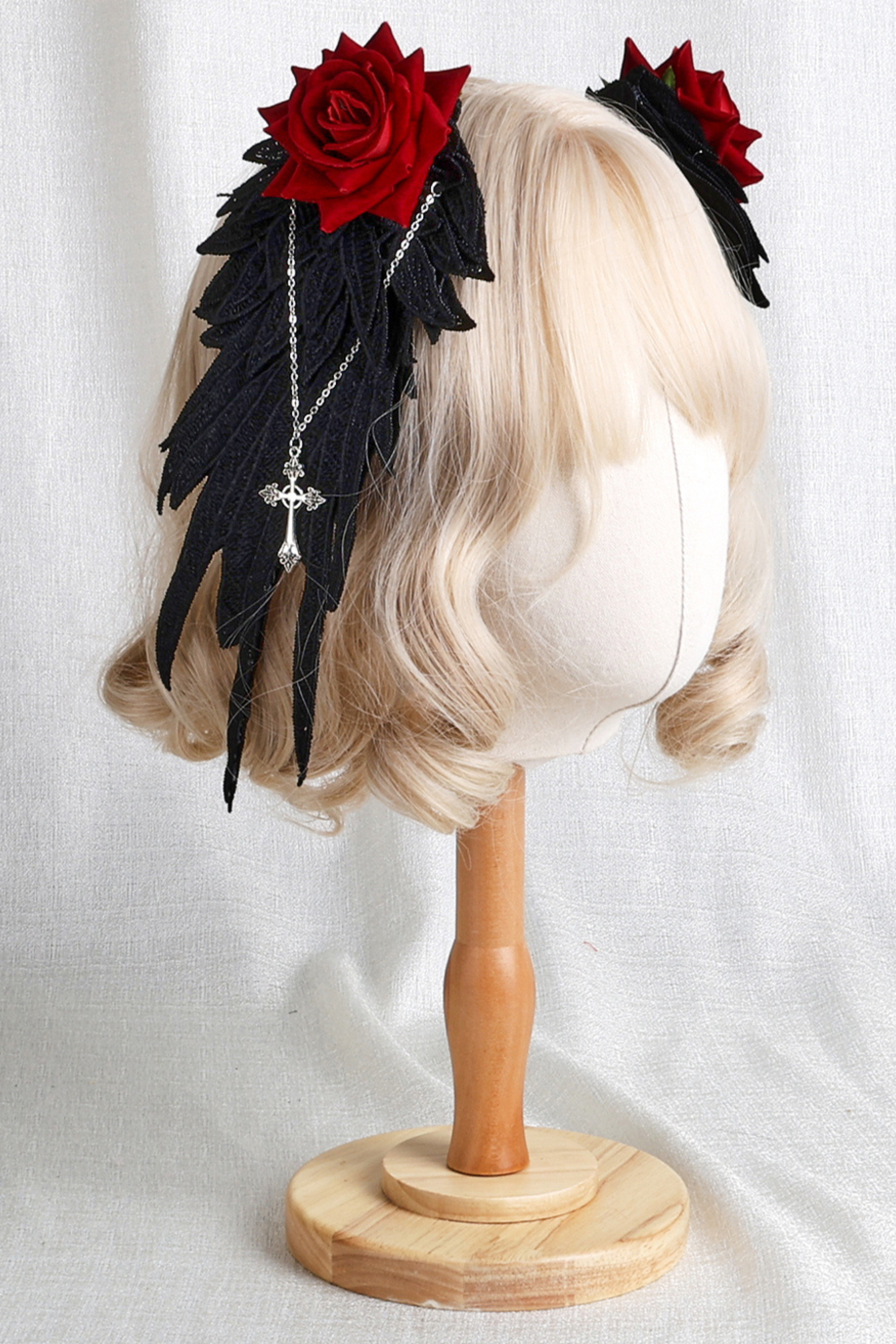 Gothic Rose Feather Hat + Bonnet + Hairband + Feather Clip