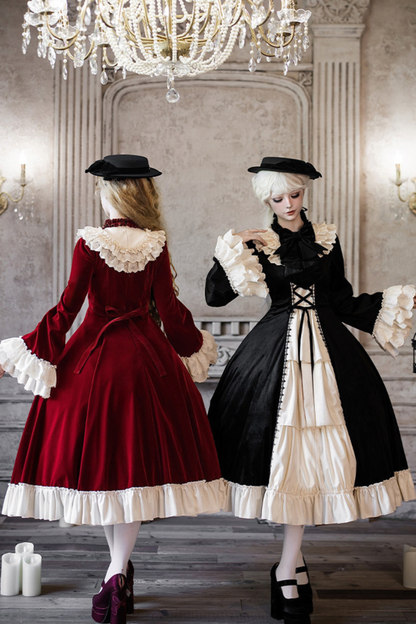 クラシカルエレガントドレス+カラー+リボン+ハット