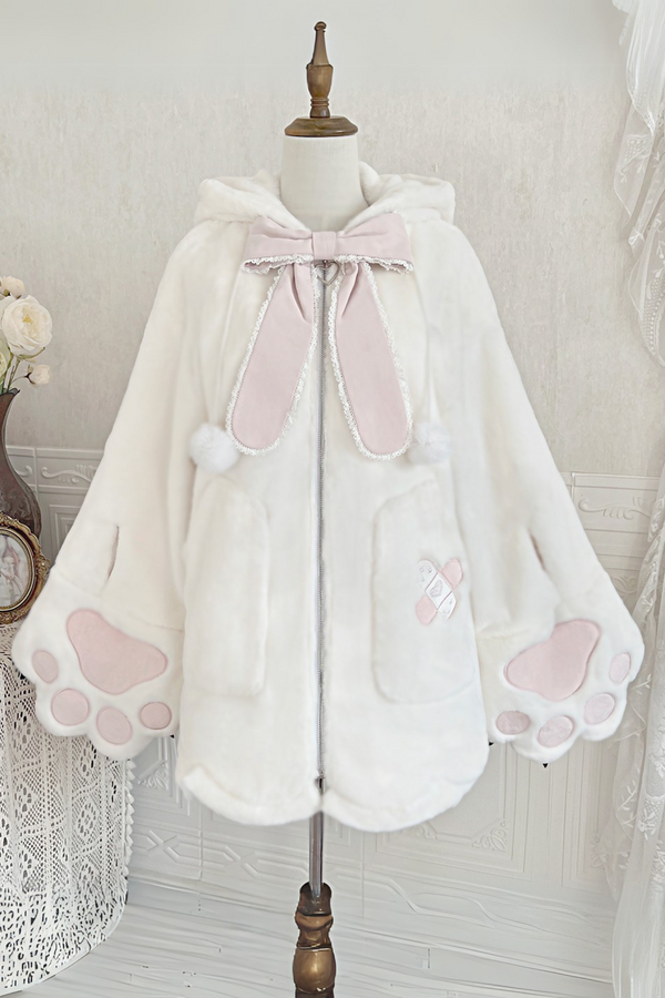 Snow Rabbit Girly Big Bow Hooded Hoodie + Snow Leg Warmers