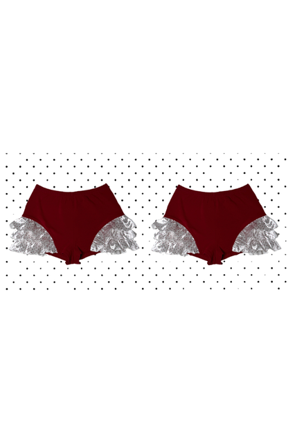 レースクロスタートルネックトップス+レースショートパンツ