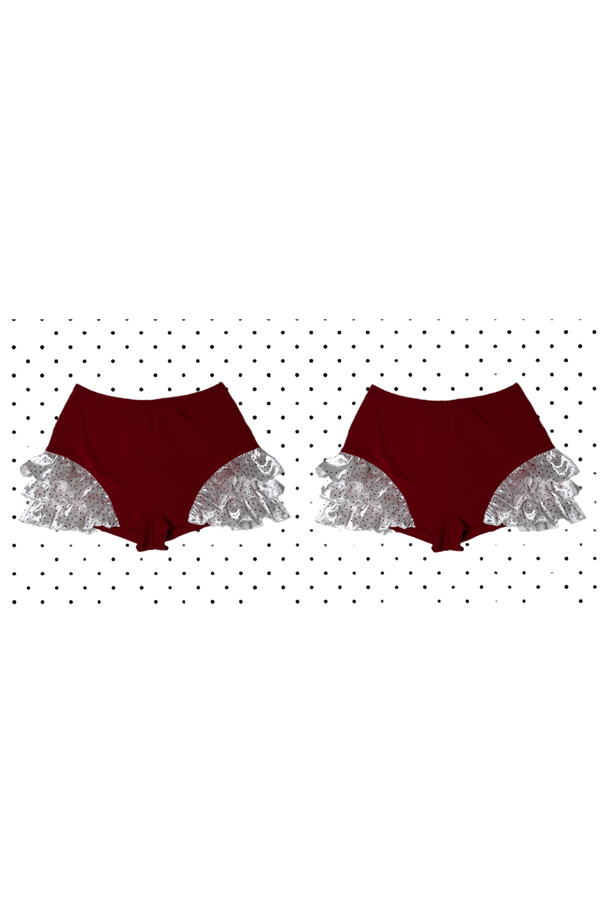 レースクロスタートルネックトップス+レースショートパンツ