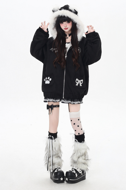 猫耳フードルーズジャケット