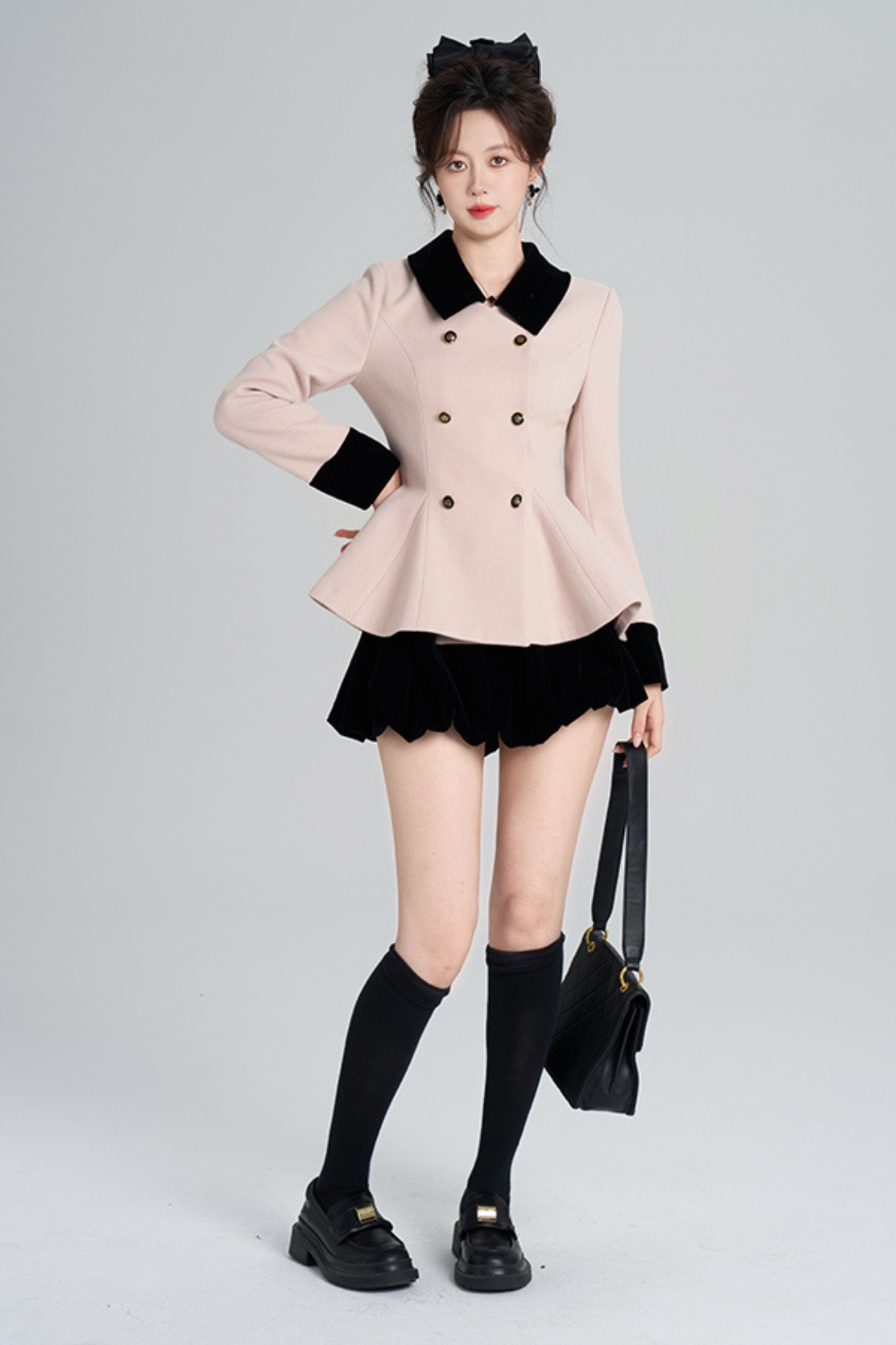 フレンチスイートピンクフレアコート+スカート