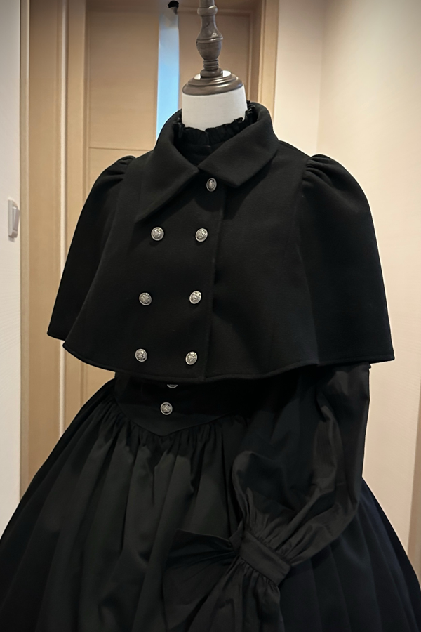ゴシックロリータケープ+シャツ+スカート+リボン+ボンネット