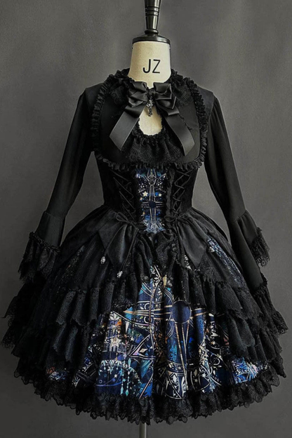 Gothic Lolita Jumper Skirt + Dark Top + Girdle