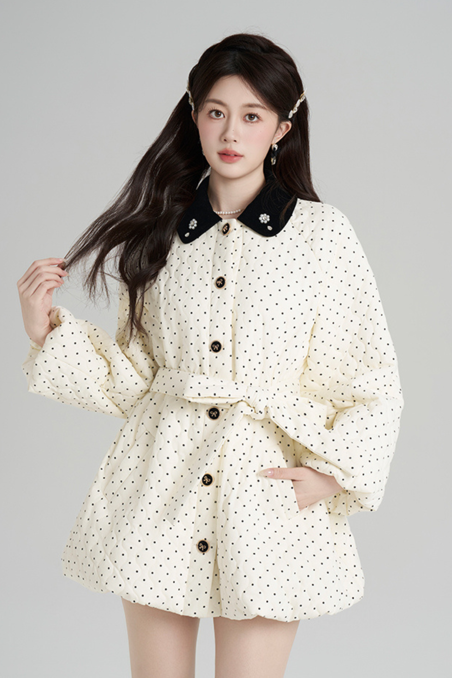 スイートポルカドットフレンチコート