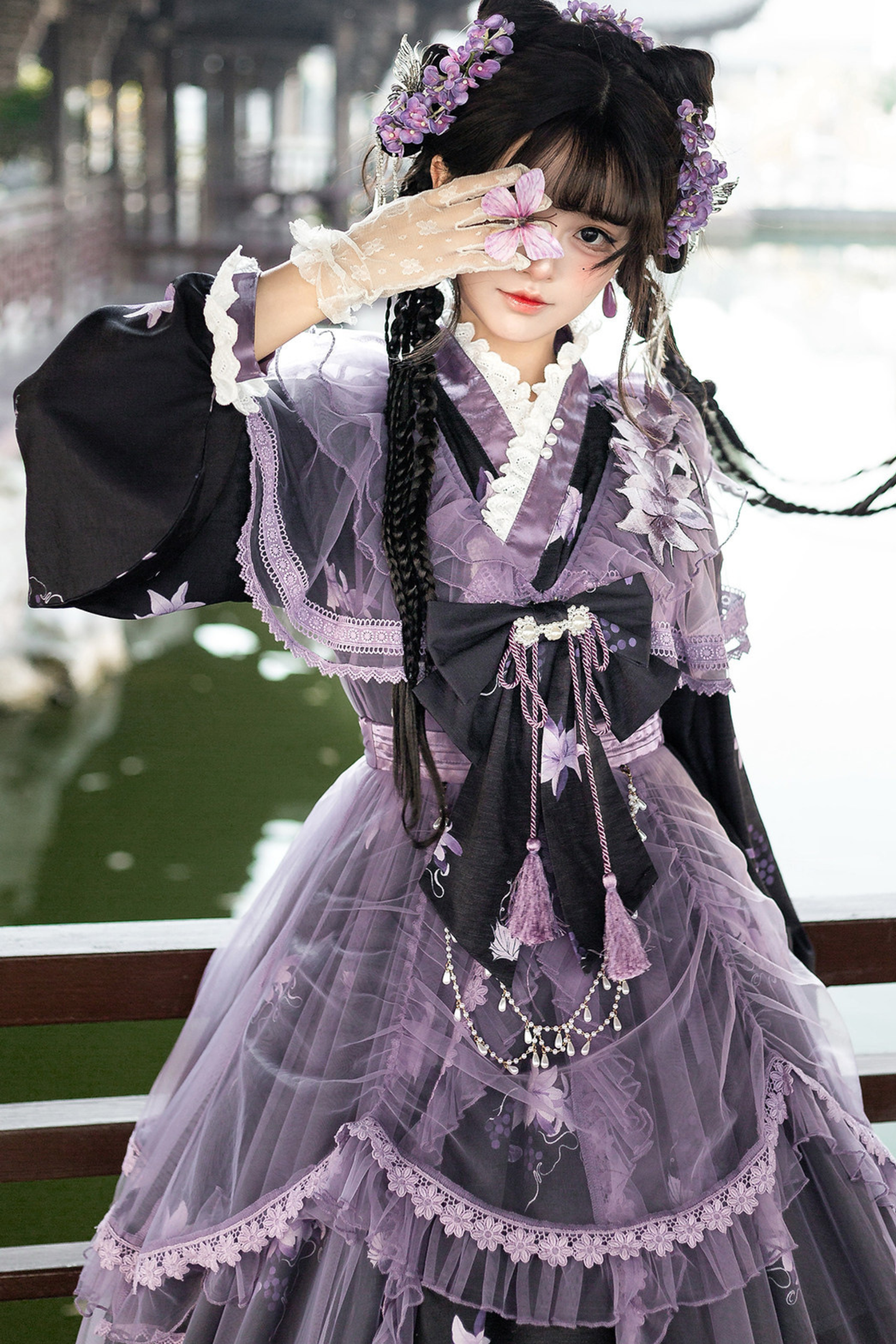 ダークチャイナクロスカラードレス+オーバードレス+スカート