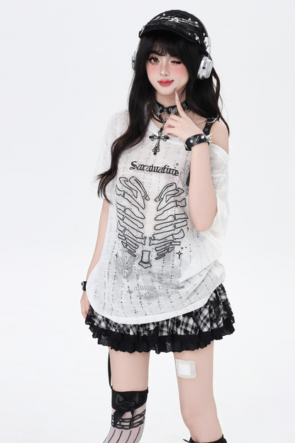 Skull Heart Strapless Top