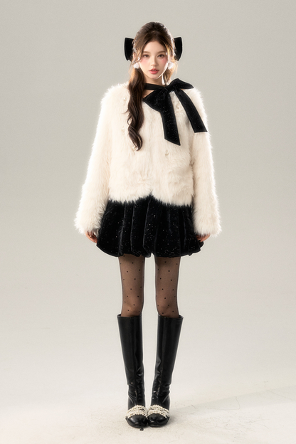 Pearl White Silk Fur Coat