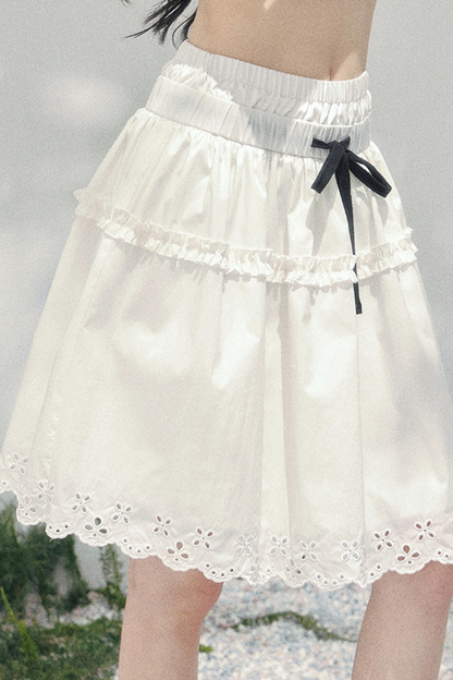 レーススイートティアードパフィースカート