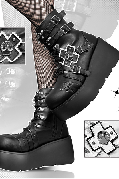 パンクキャットスモールスカルブーツ