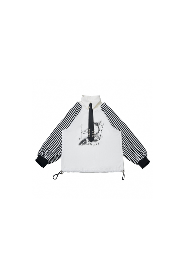 Dark gray color blocking jacket + pants + skirt + top