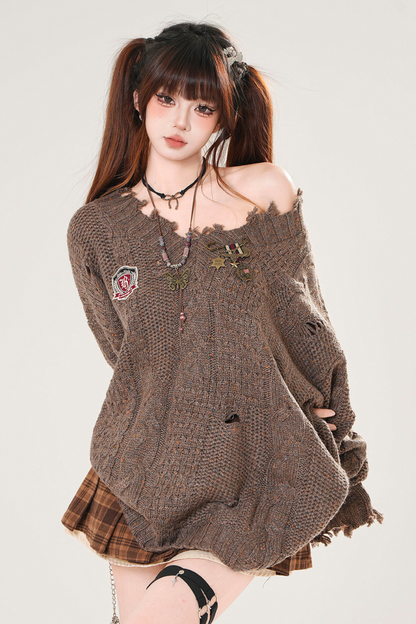 コールドティーニットブイネックセーター