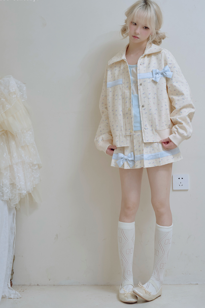 フラワーリボンジャケット＋プリーツスカート