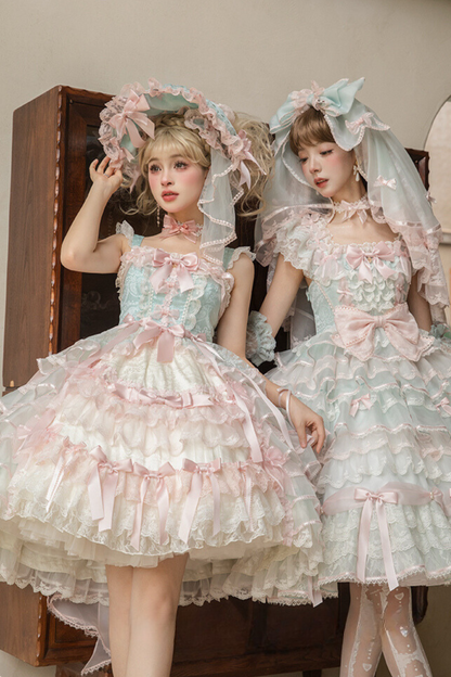 [Reservation deadline on October 18] Rose Garden Floral Pearl Ribbon Tulle Dress