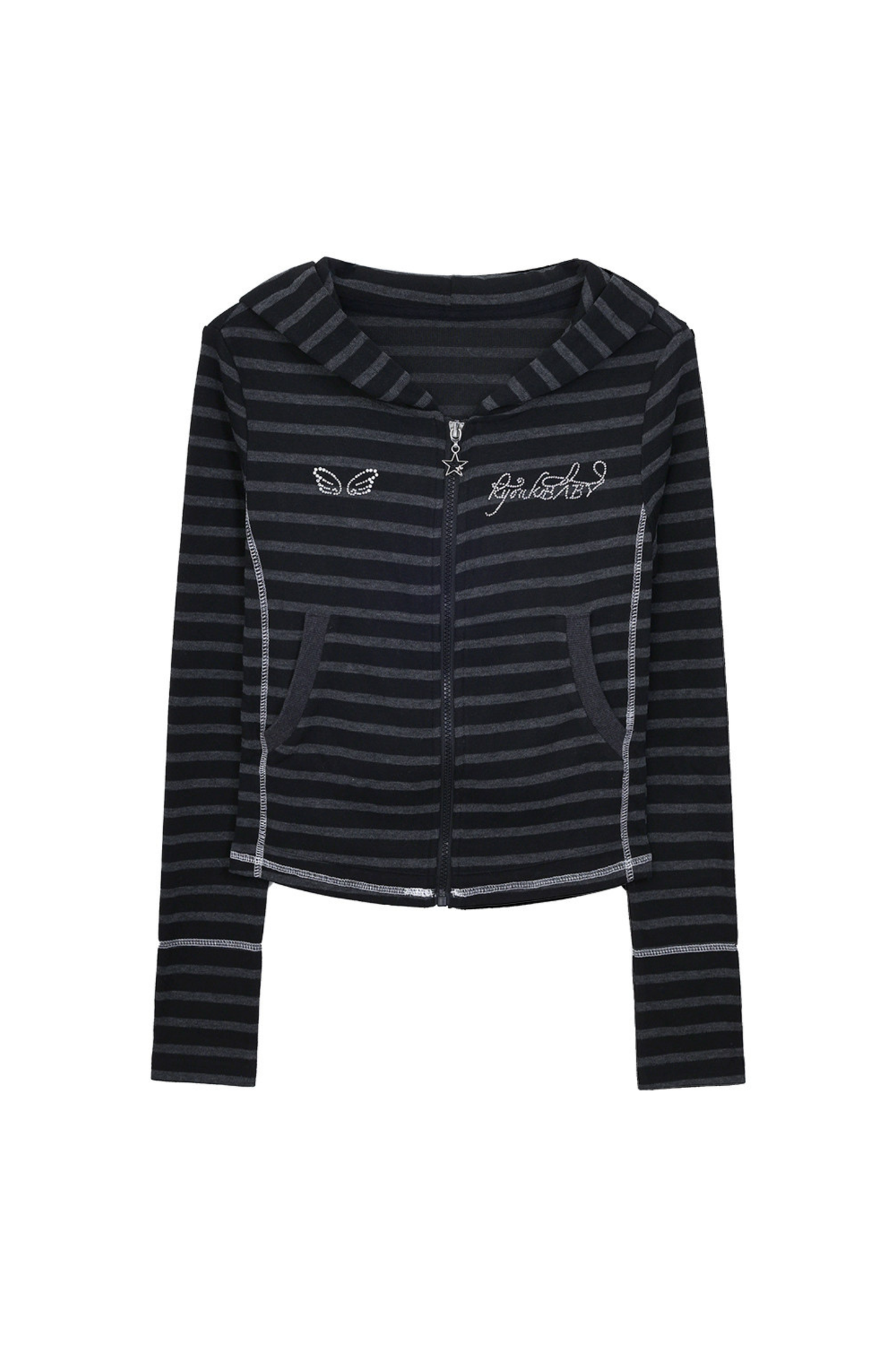 Rhinestone Striped Hoodie + Wide Pants