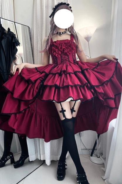 Wine Red Night Jumper Skirt + Shirt