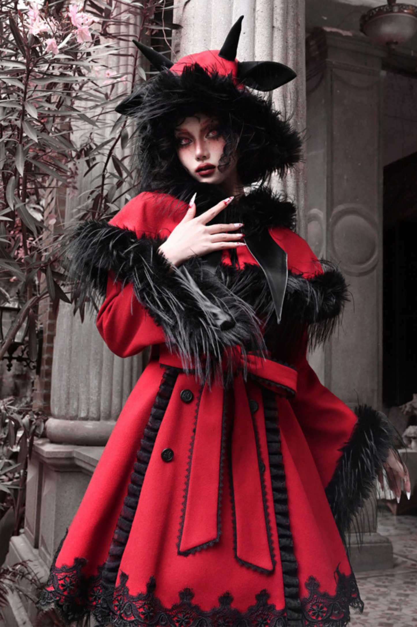 Gothic Carol Dark Cloak Bat Collar Coat