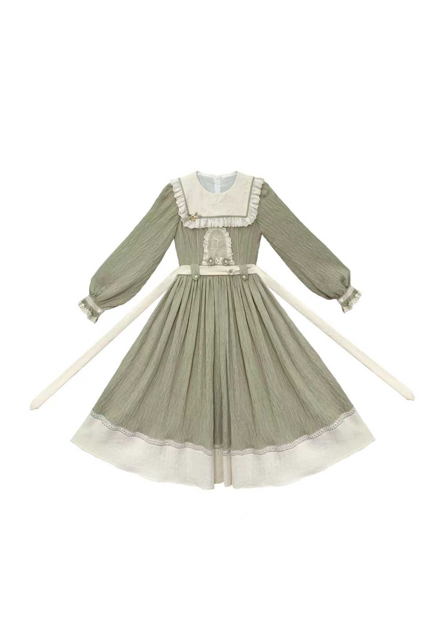 Retro Forest Elegant Dress + Belt + Badge