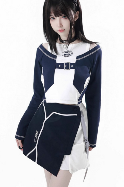 サブカルカーゴショートコート+ジャンパースカート+スカート +レッグウォーマー