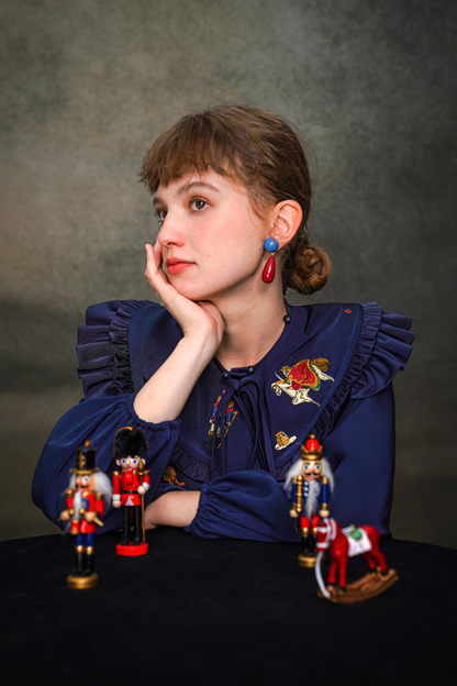 フレンチレトロショールデザインブラウス