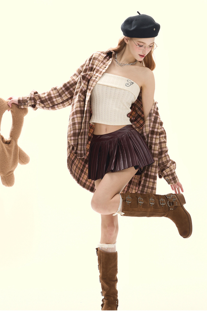 ロゴインナースリムニットトップス