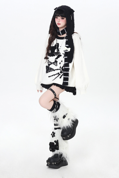 Cat Guy Cotton Loose Knit + Scarf