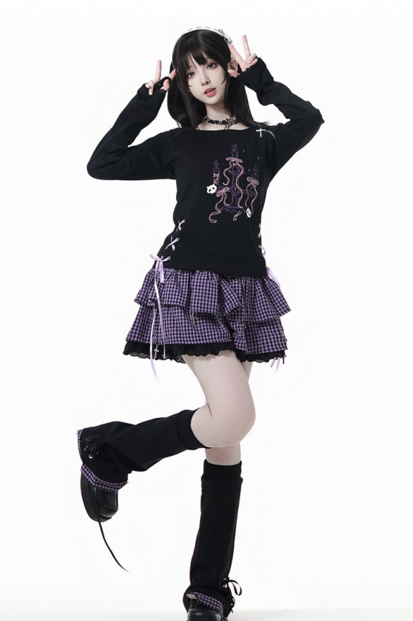 Academy Purple Hooded Sweatshirt + Top + Skirt + Pants + Leg Covers