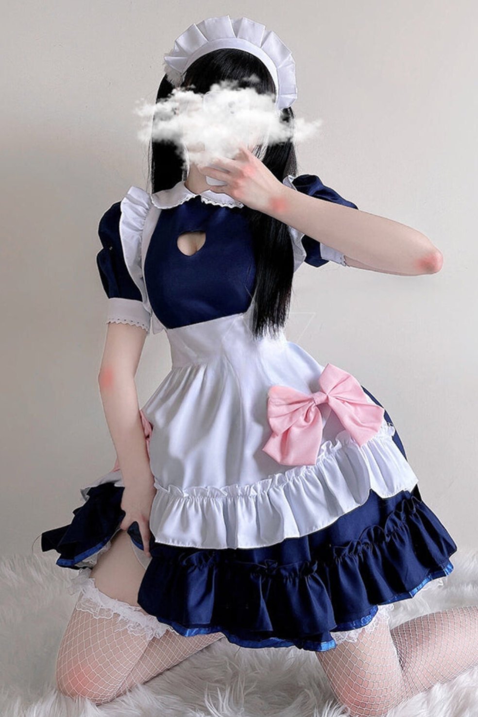 Pink Blue Lolita Maid Cosplay Dress Set