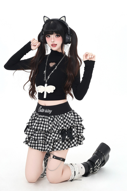 ロゴチェッカースカート