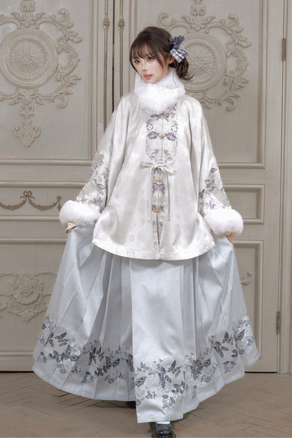 China Snow Fleece Jacket + Fur Shawl + Skirt