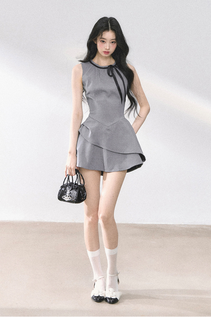 フレンチガーリーリトルリボンノースリーブワンピース