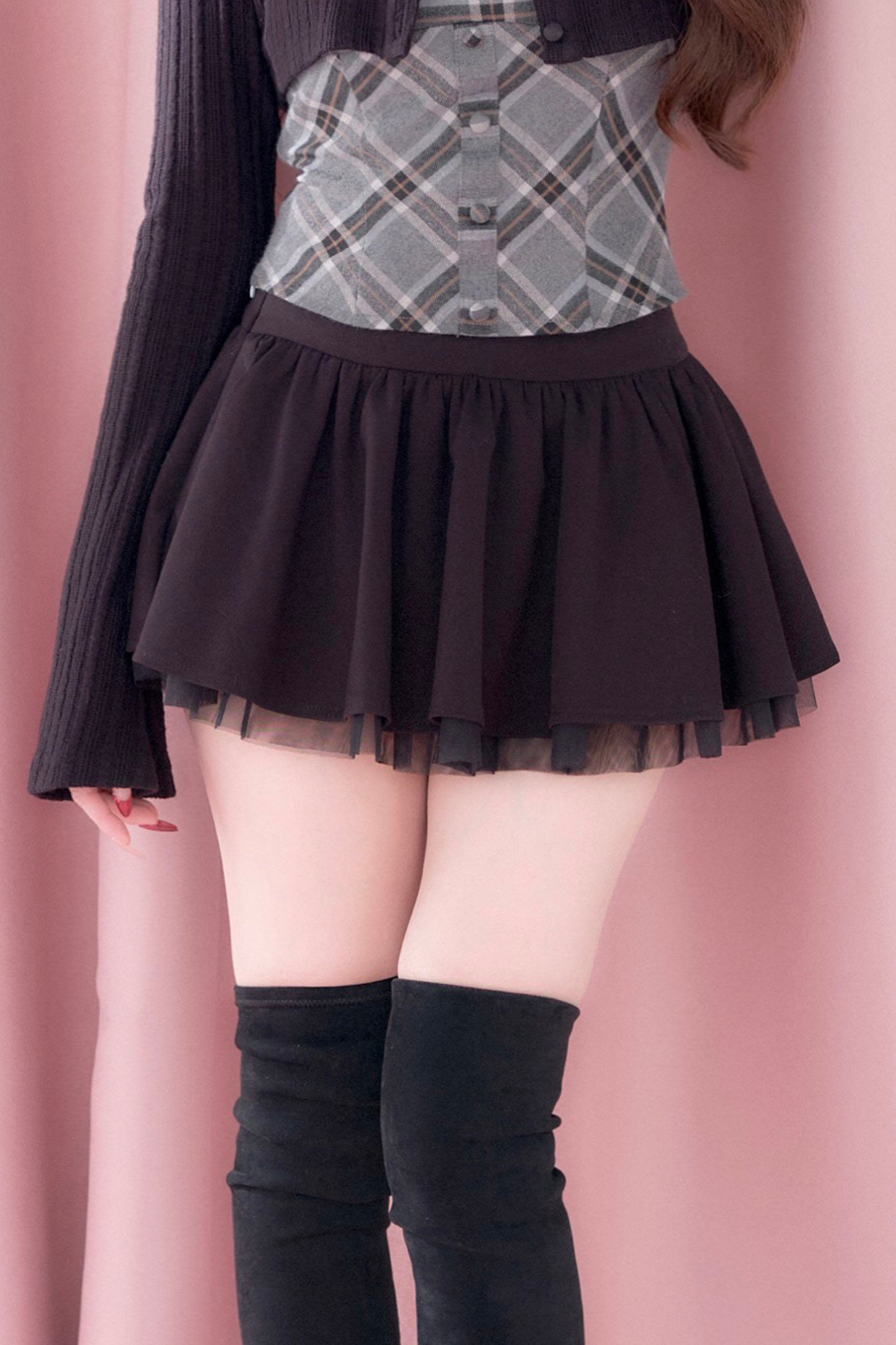 Plaid Camisole + Top + Skirt