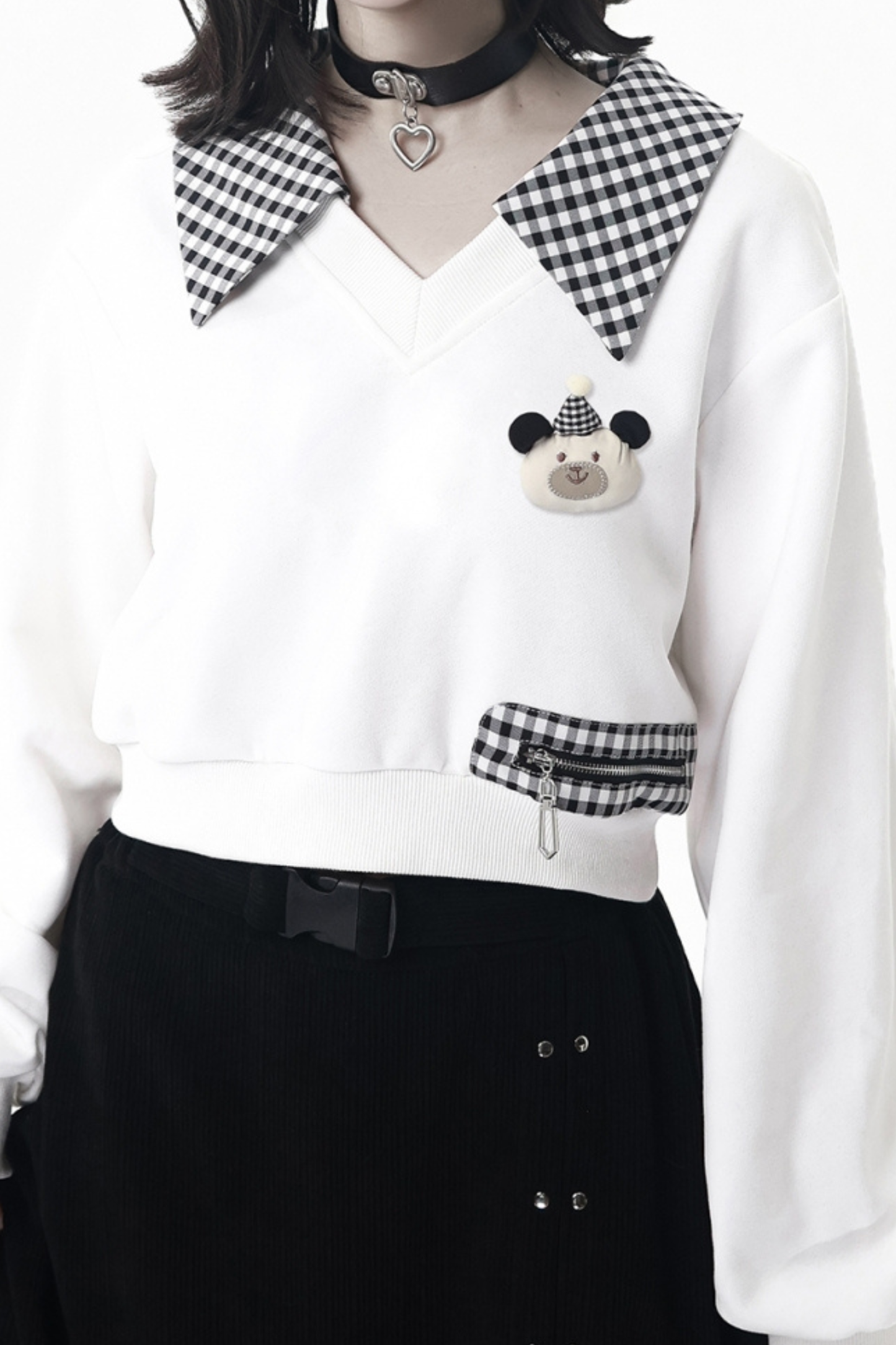 Leather jacket + shirt + long pants + sweatshirt + skirt