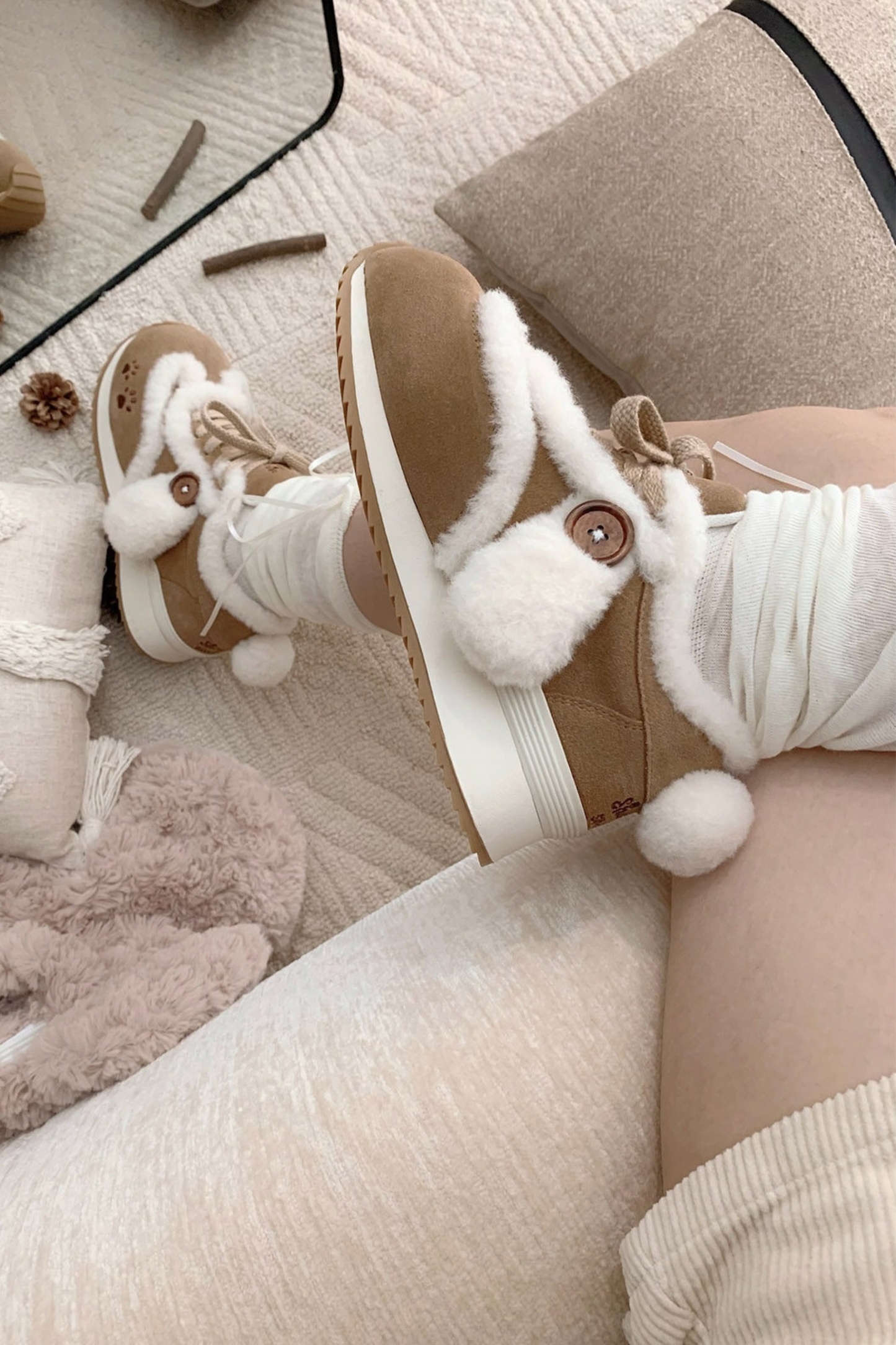 Sheep Puff Plush Running Shoes