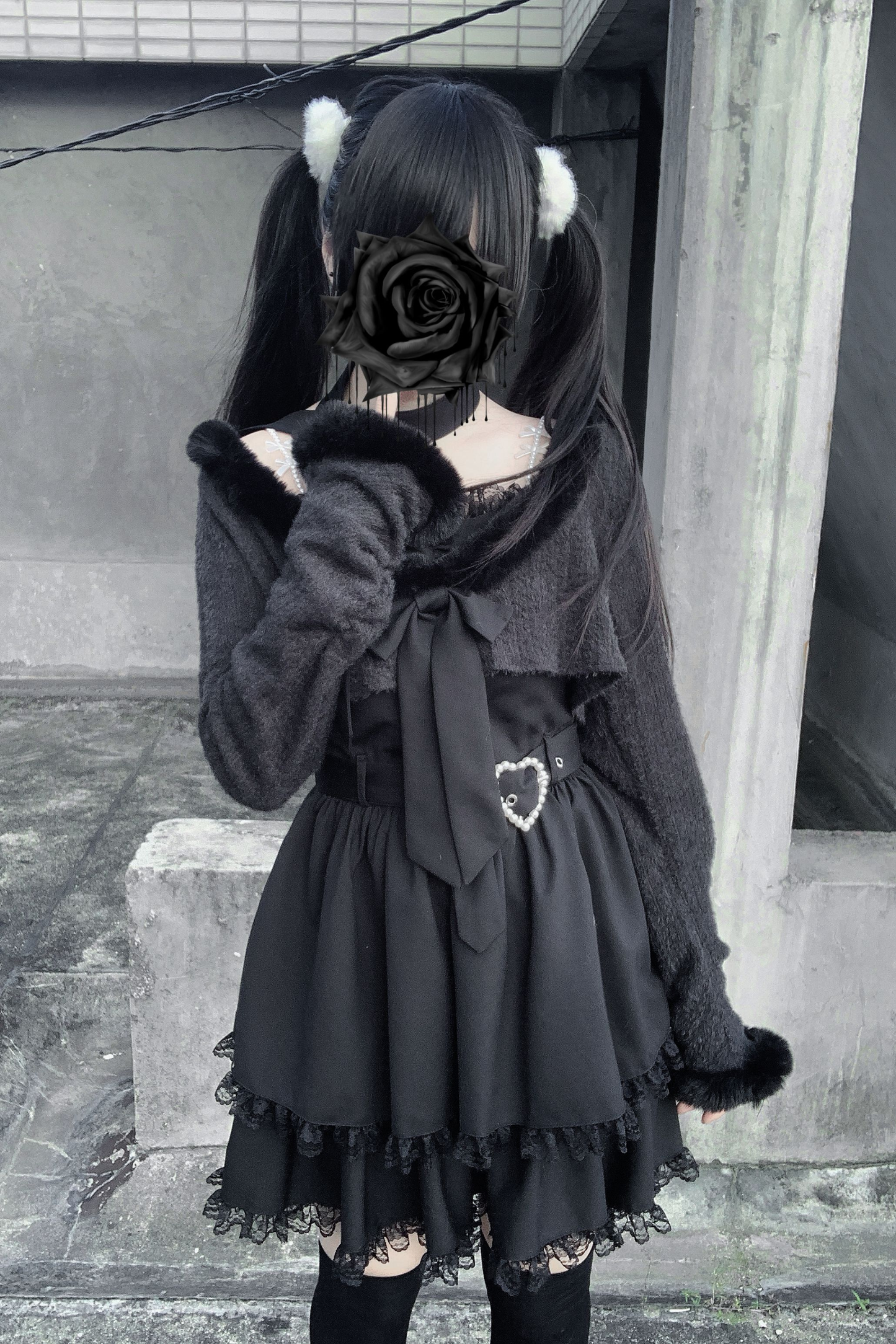 地雷サスペンダー スカート+ ショートカーディガン