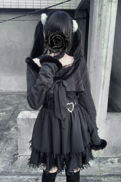 地雷サスペンダー スカート+ ショートカーディガン