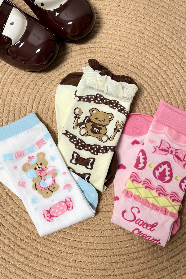 Sweet Lolita Bear Print Socks