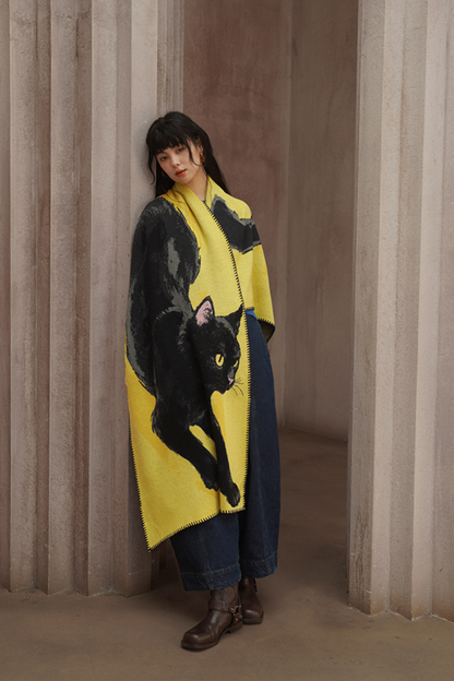 黒猫ビッグニットマフラー