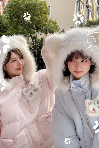 ファーキャットフードダウンジャケット