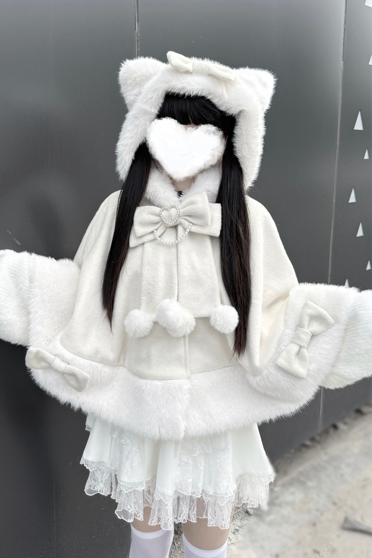 猫耳スノーケープ