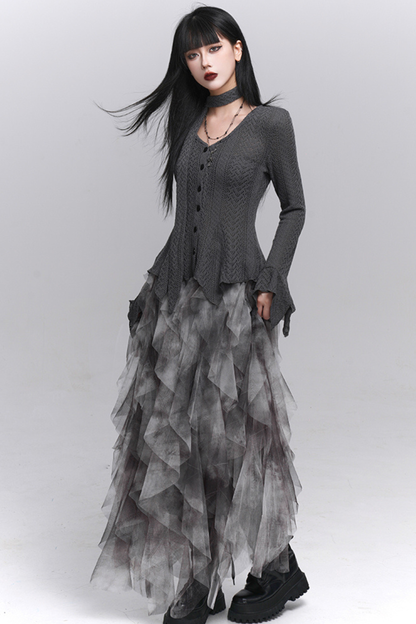 タイダイシアーフェザースカート