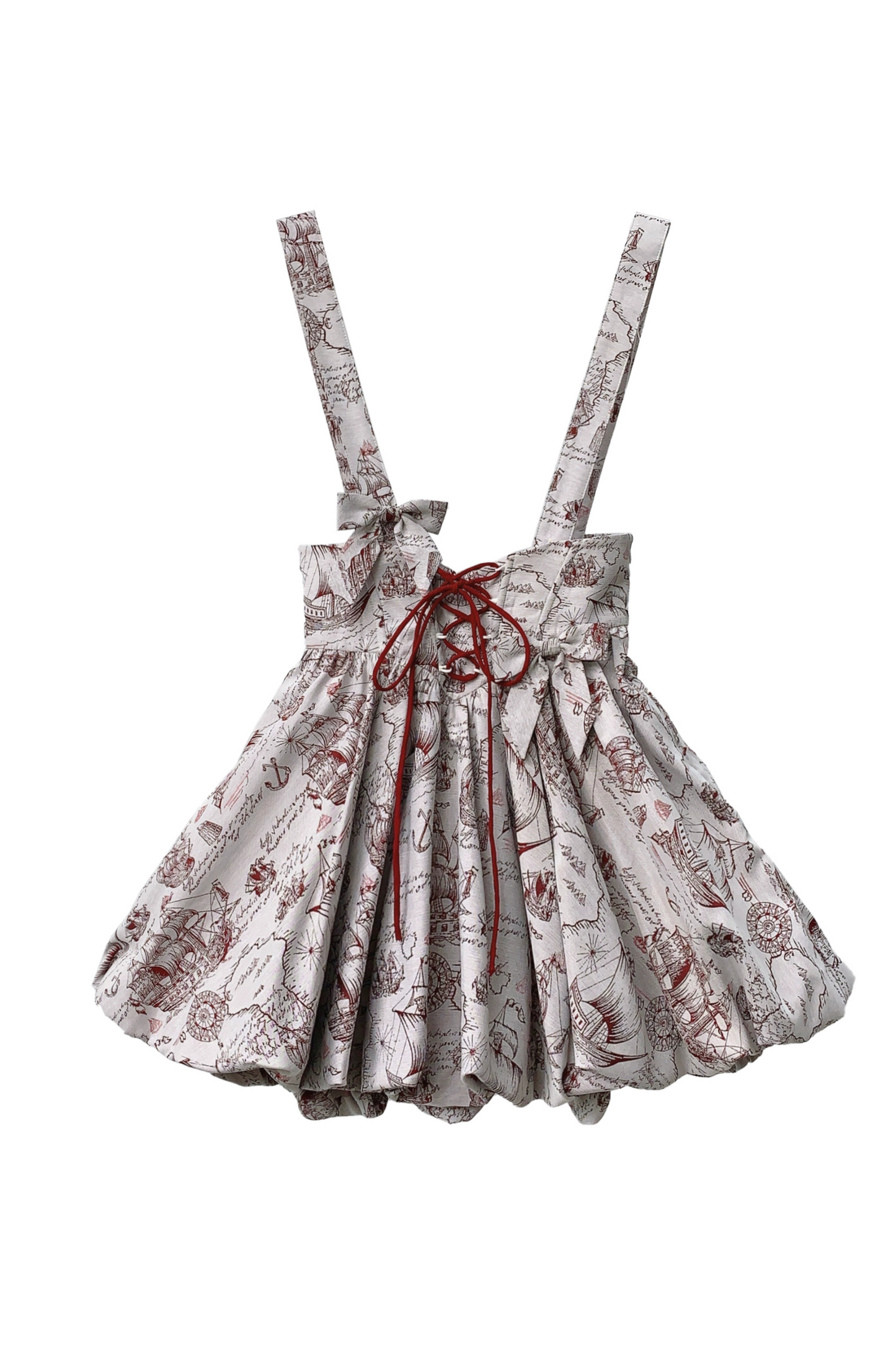 (Pre-order item) Wine Red Puff Sleeve Shirt + Balloon Jumperskirt