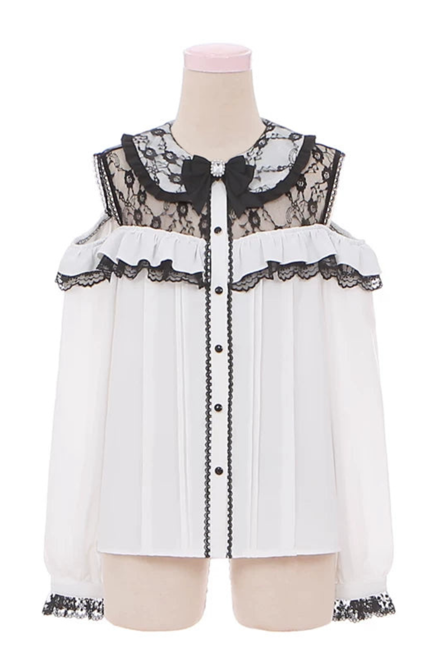 Schulterfreies Spitzenhemd + Rock