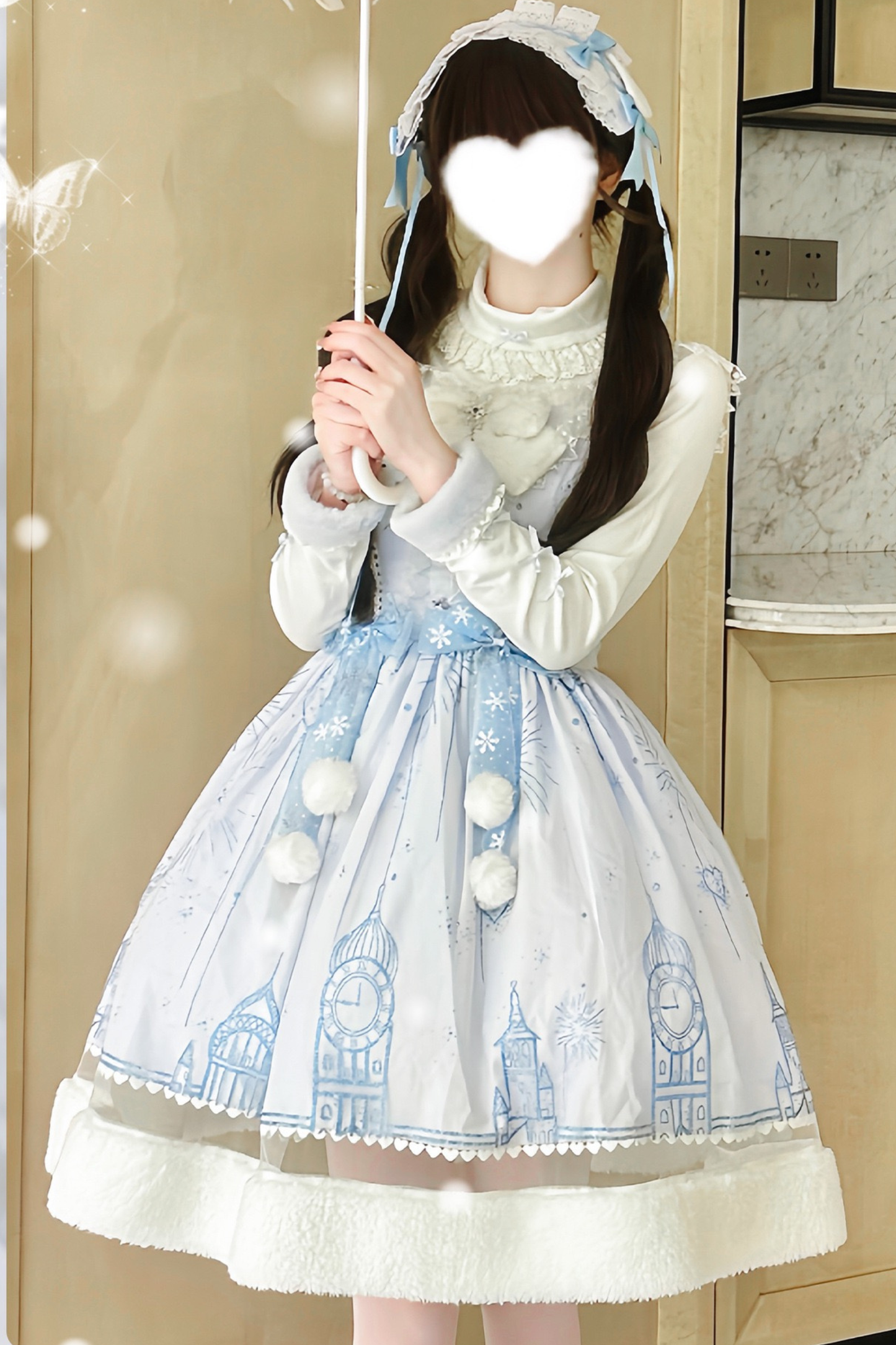スノーフレークキャッスルロリータドレス+ケープ+トップス