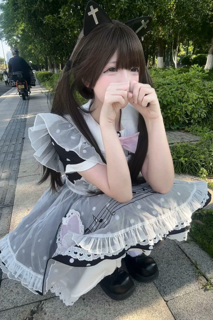 ハートビートドットドレス+シアーエプロン