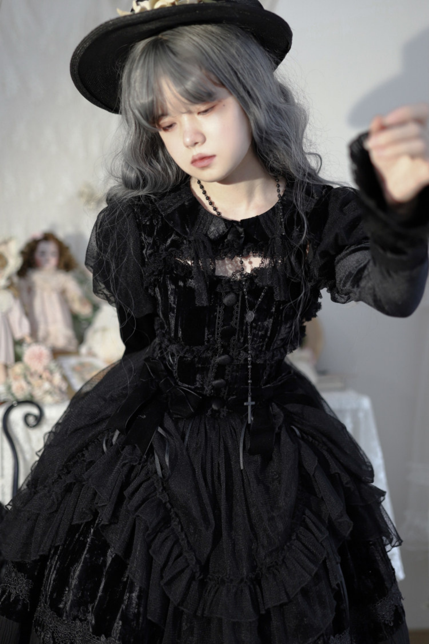 Gothic Chic Doll Lolita Dress + Short Jacket